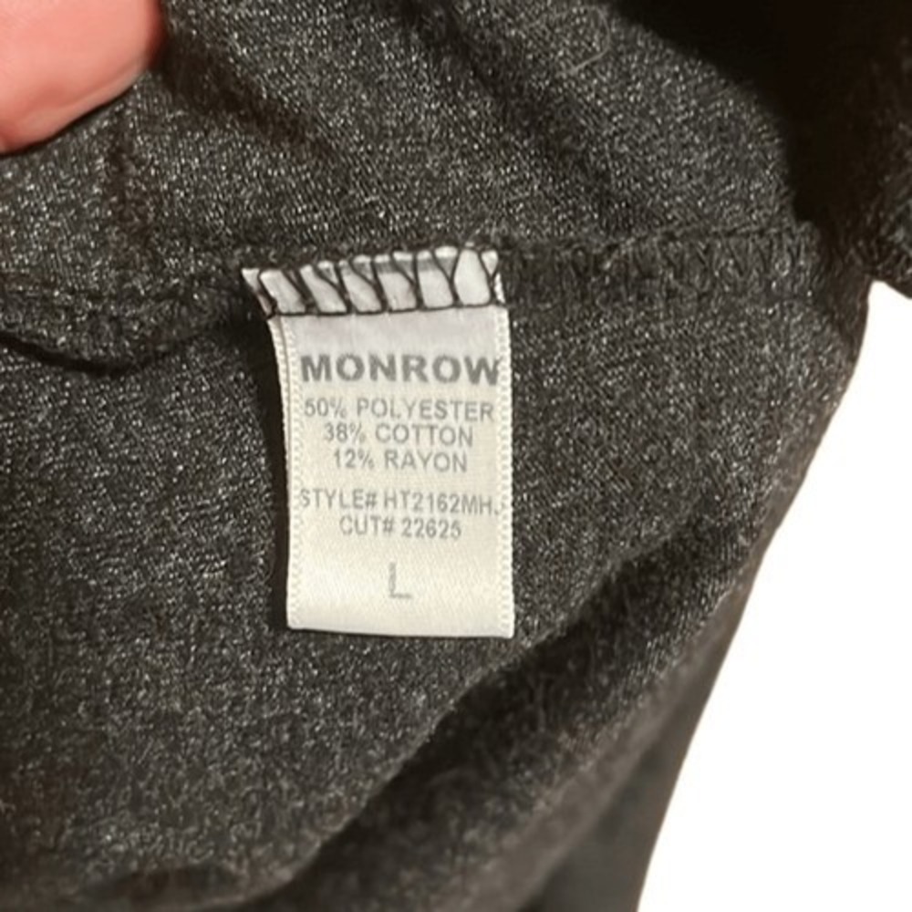 Monrow Womens Sz Large Charcoal Tri-Blend Fitted Long Sleeve Lightweight USA - Picture 4 of 10